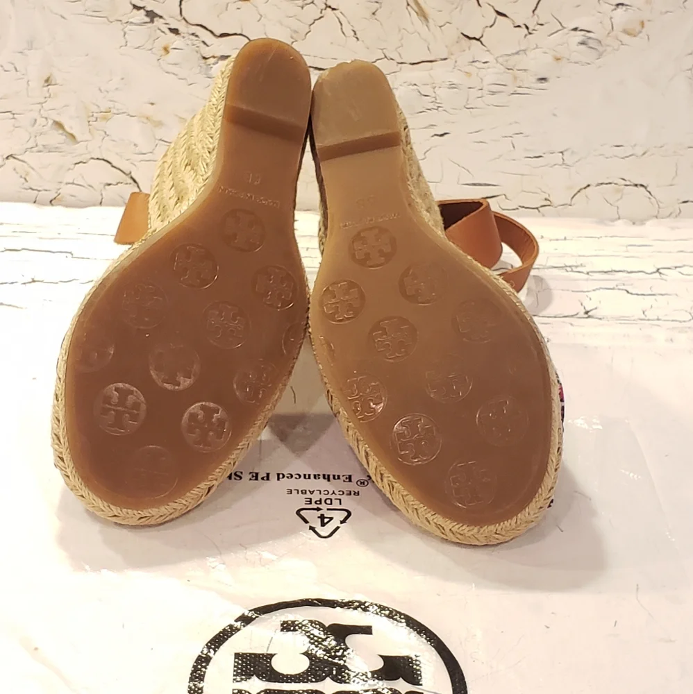 Tory Burch Wedge Espadrilles Jute Rope Designer Summer Beach